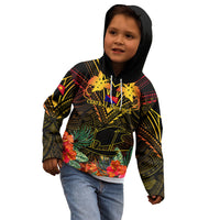 Papua New Guinea Central Province Kid Hoodie Papua Niugini Coat Of Arms With Flag Style - Wonder Print Shop