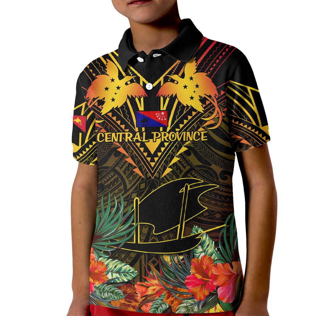 Papua New Guinea Central Province Kid Polo Shirt Papua Niugini Coat Of Arms With Flag Style - Wonder Print Shop