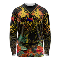 Papua New Guinea Central Province Long Sleeve Shirt Papua Niugini Coat Of Arms With Flag Style - Wonder Print Shop