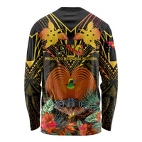 Papua New Guinea Central Province Long Sleeve Shirt Papua Niugini Coat Of Arms With Flag Style - Wonder Print Shop