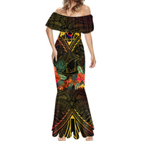 Papua New Guinea Central Province Mermaid Dress Papua Niugini Coat Of Arms With Flag Style - Wonder Print Shop