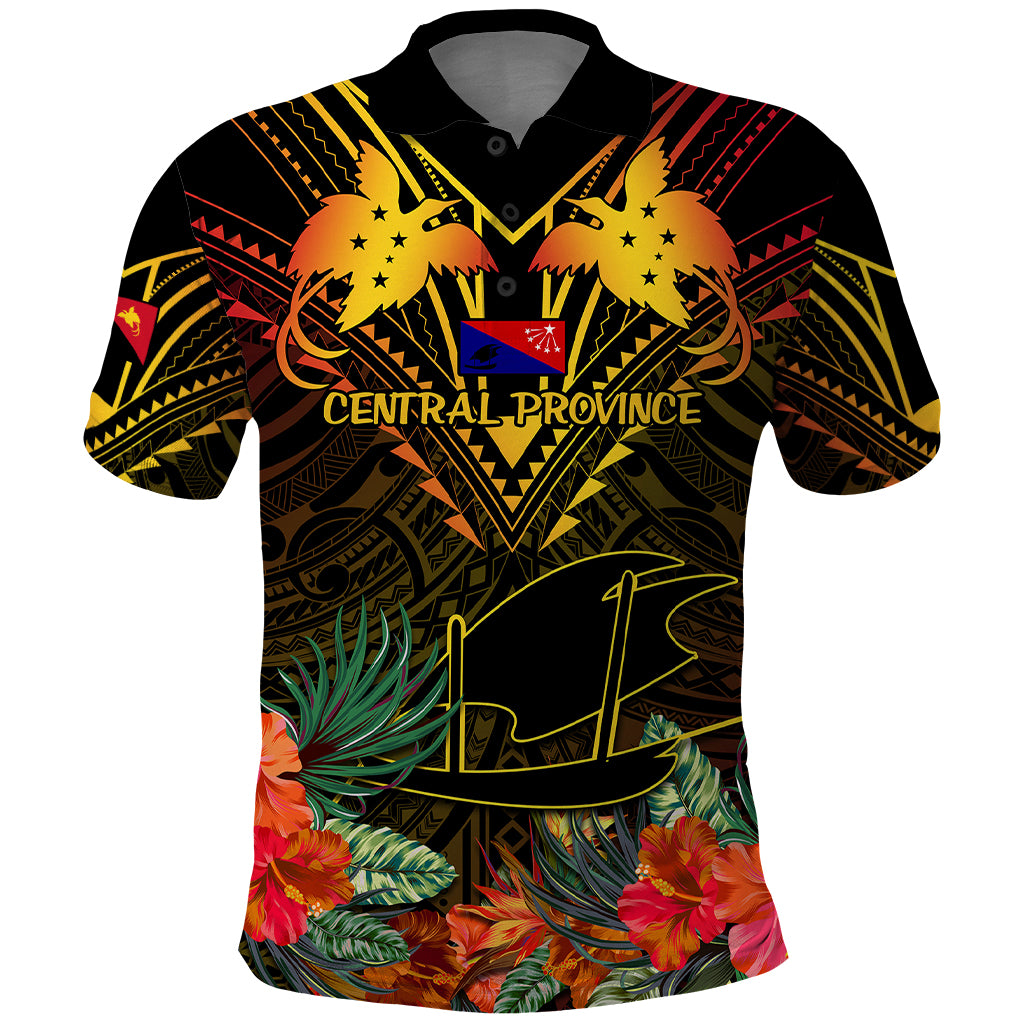 Papua New Guinea Central Province Polo Shirt Papua Niugini Coat Of Arms With Flag Style - Wonder Print Shop