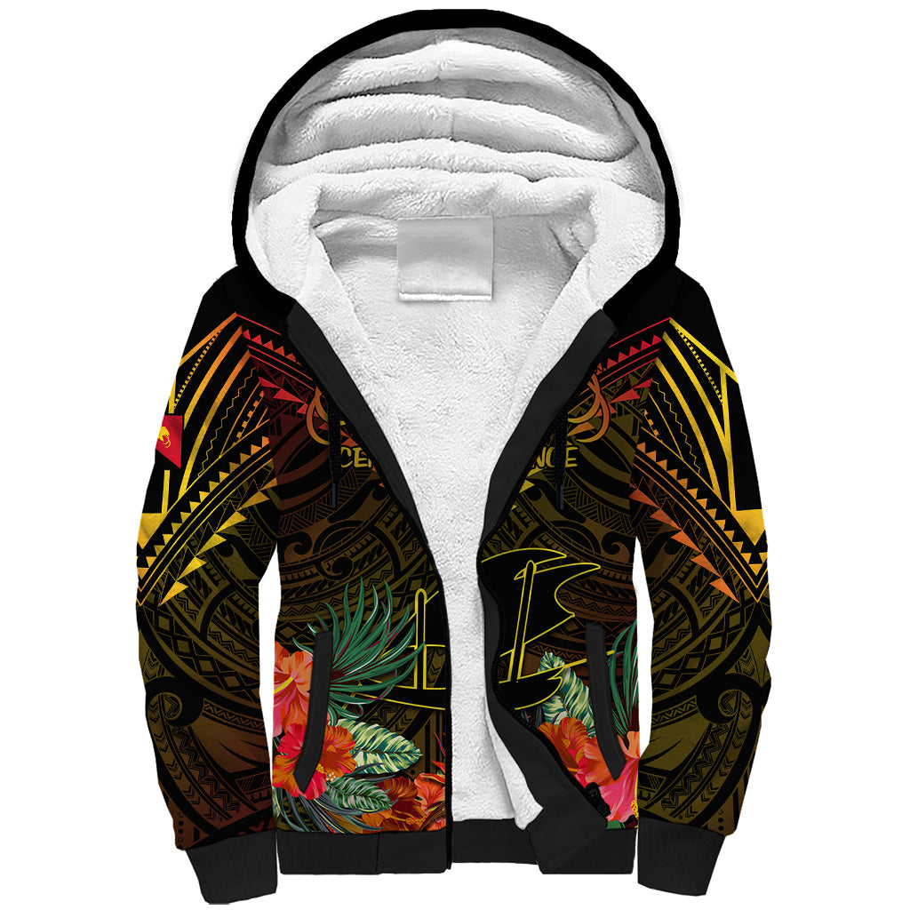 Papua New Guinea Central Province Sherpa Hoodie Papua Niugini Coat Of Arms With Flag Style - Wonder Print Shop
