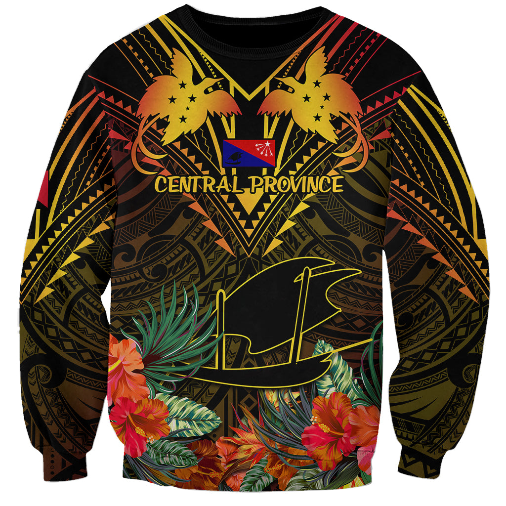Papua New Guinea Central Province Sweatshirt Papua Niugini Coat Of Arms With Flag Style - Wonder Print Shop