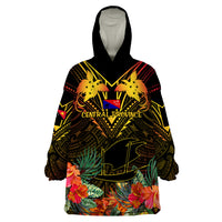 Papua New Guinea Central Province Wearable Blanket Hoodie Papua Niugini Coat Of Arms With Flag Style - Wonder Print Shop