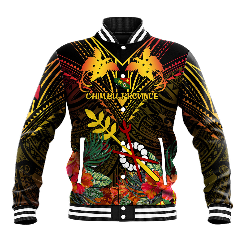 Papua New Guinea Chimbu Province Baseball Jacket Papua Niugini Coat Of Arms With Flag Style - Wonder Print Shop
