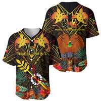 Papua New Guinea Chimbu Province Baseball Jersey Papua Niugini Coat Of Arms With Flag Style - Wonder Print Shop