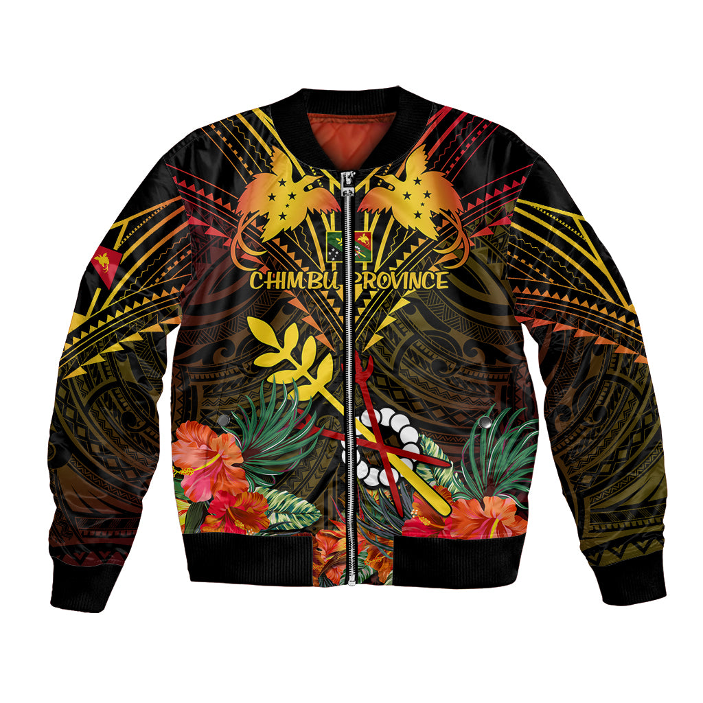 Papua New Guinea Chimbu Province Bomber Jacket Papua Niugini Coat Of Arms With Flag Style - Wonder Print Shop