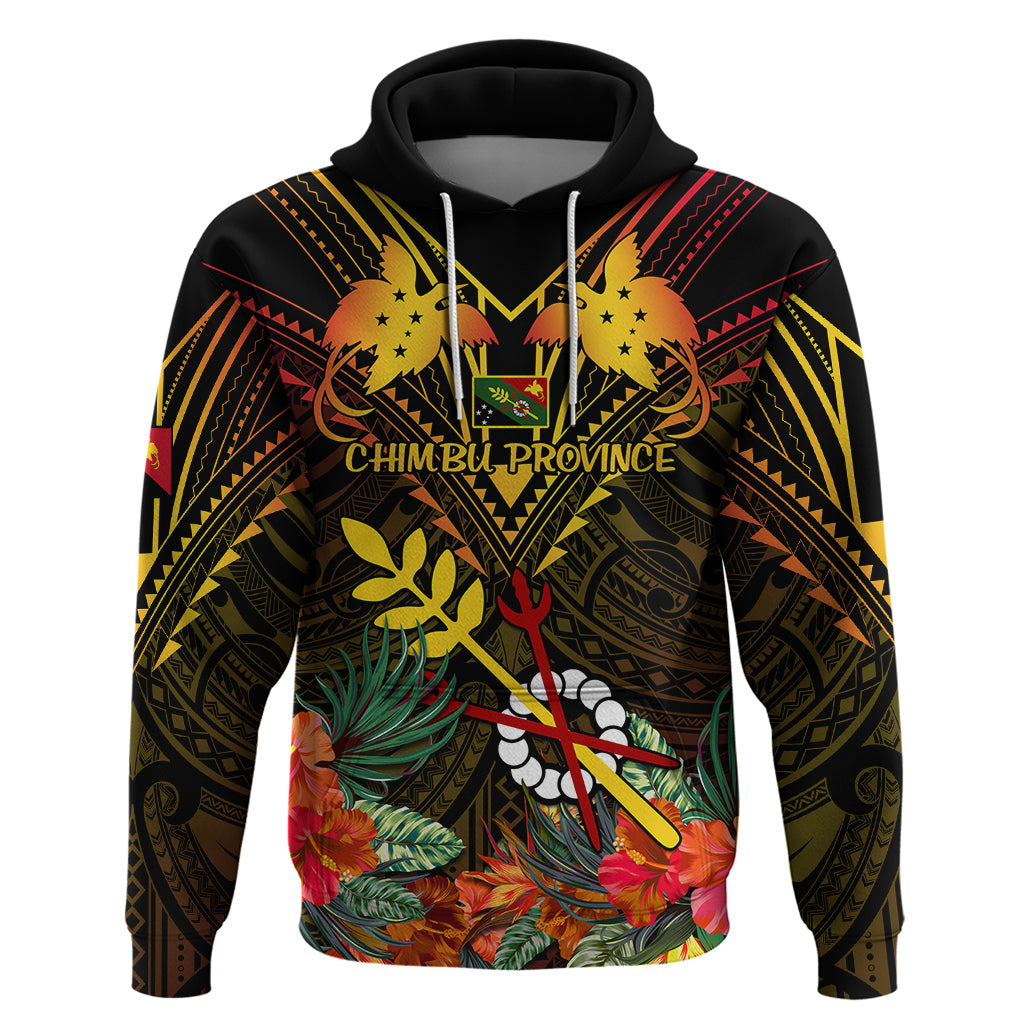 Papua New Guinea Chimbu Province Hoodie Papua Niugini Coat Of Arms With Flag Style - Wonder Print Shop