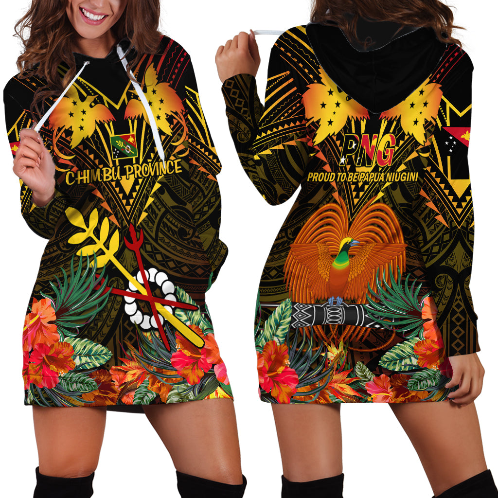 Papua New Guinea Chimbu Province Hoodie Dress Papua Niugini Coat Of Arms With Flag Style - Wonder Print Shop