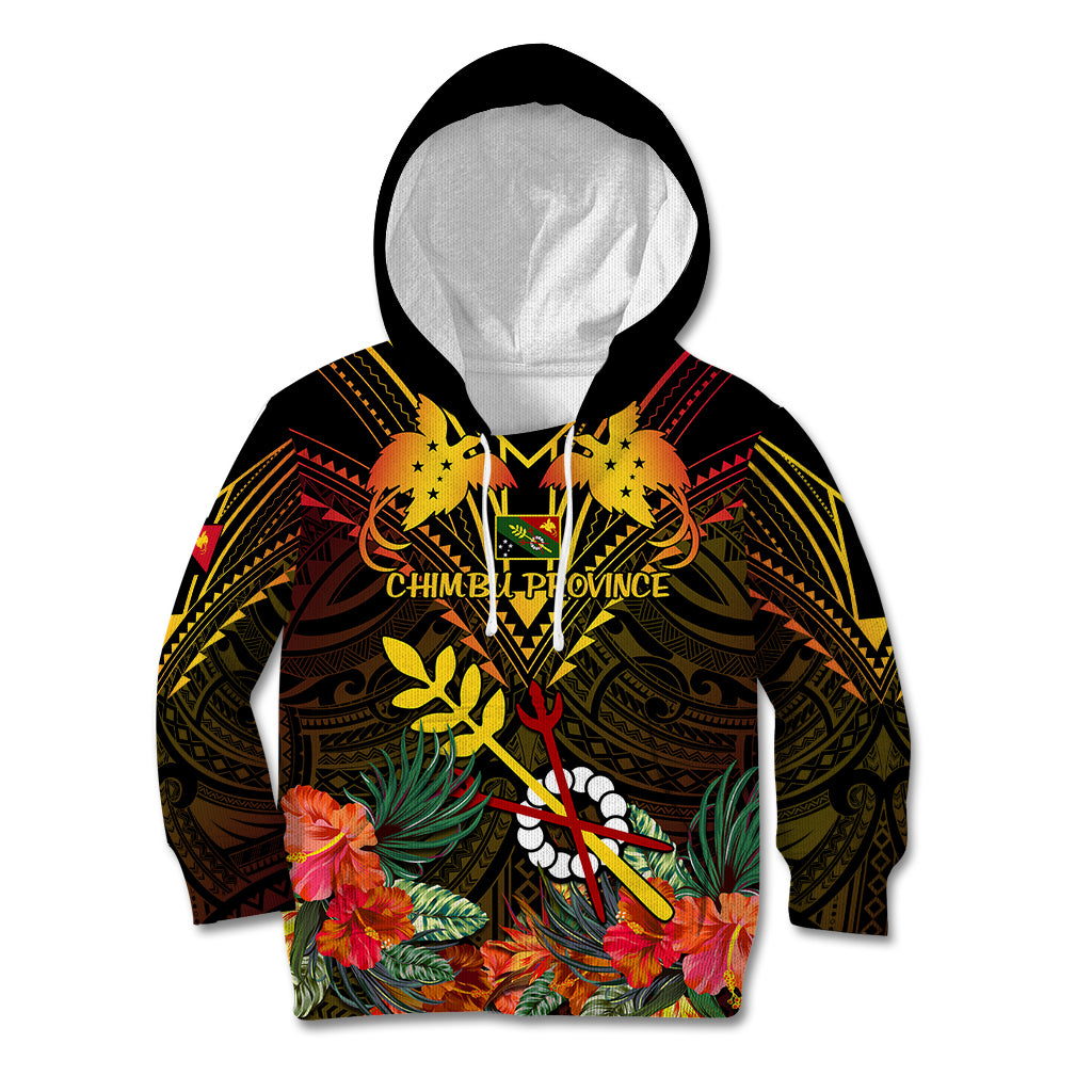 Papua New Guinea Chimbu Province Kid Hoodie Papua Niugini Coat Of Arms With Flag Style - Wonder Print Shop