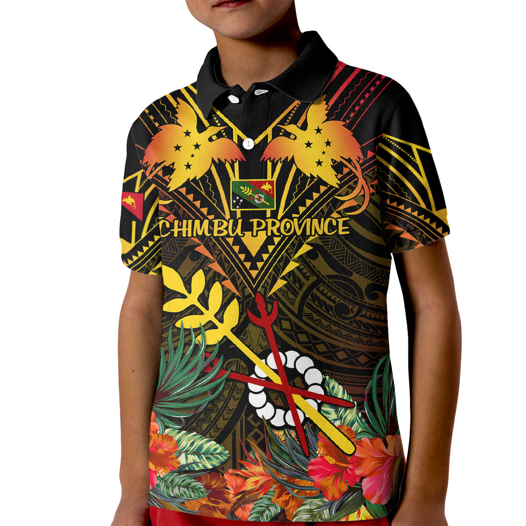Papua New Guinea Chimbu Province Kid Polo Shirt Papua Niugini Coat Of Arms With Flag Style - Wonder Print Shop