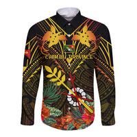Papua New Guinea Chimbu Province Long Sleeve Button Shirt Papua Niugini Coat Of Arms With Flag Style - Wonder Print Shop