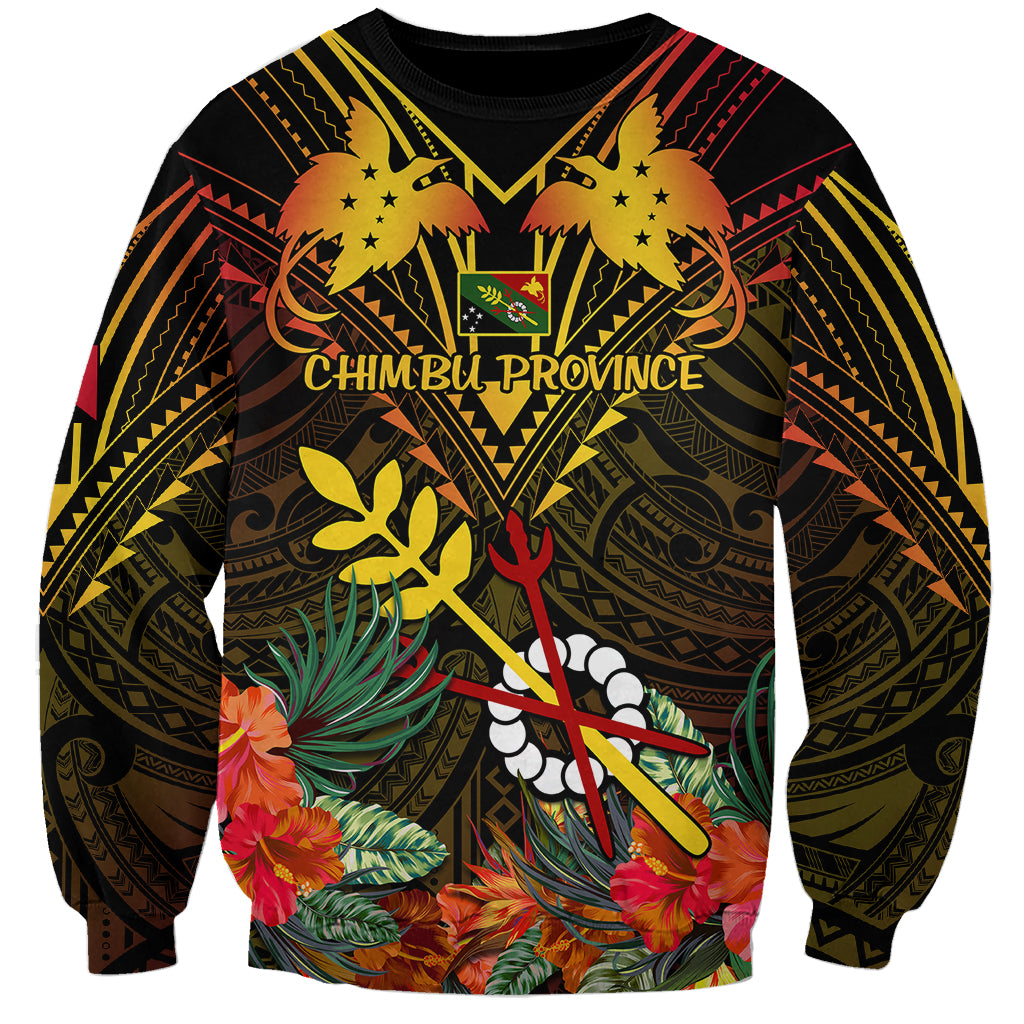 Papua New Guinea Chimbu Province Sweatshirt Papua Niugini Coat Of Arms With Flag Style - Wonder Print Shop