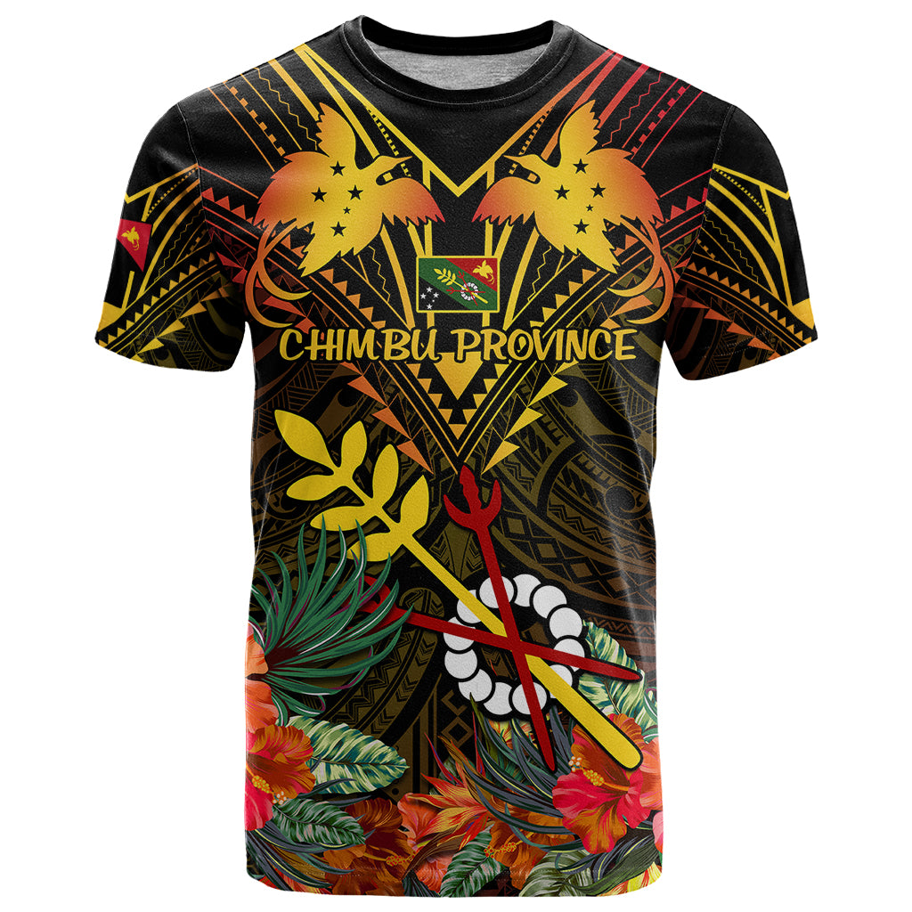 Papua New Guinea Chimbu Province T Shirt Papua Niugini Coat Of Arms With Flag Style - Wonder Print Shop
