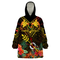 Papua New Guinea Chimbu Province Wearable Blanket Hoodie Papua Niugini Coat Of Arms With Flag Style - Wonder Print Shop