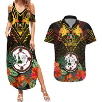 Papua New Guinea East New Britain Province Couples Matching Summer Maxi Dress and Hawaiian Shirt Papua Niugini Coat Of Arms With Flag Style - Wonder Print Shop