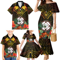Papua New Guinea East New Britain Province Family Matching Mermaid Dress and Hawaiian Shirt Papua Niugini Coat Of Arms With Flag Style - Wonder Print Shop