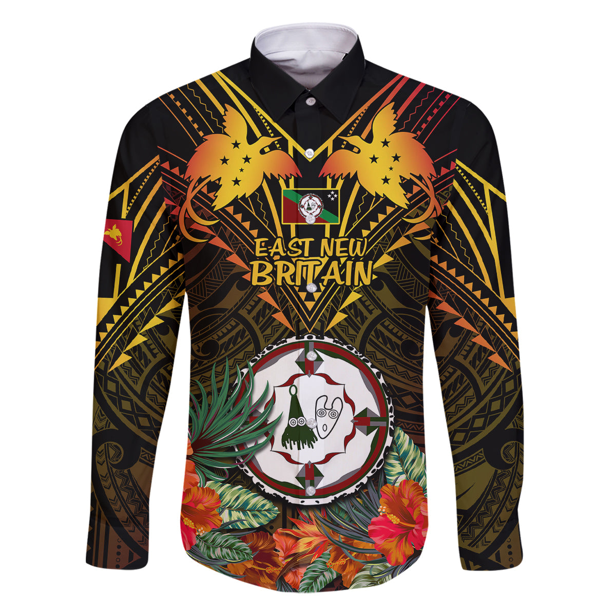 Papua New Guinea East New Britain Province Family Matching Puletasi Dress and Hawaiian Shirt Papua Niugini Coat Of Arms With Flag Style - Wonder Print Shop