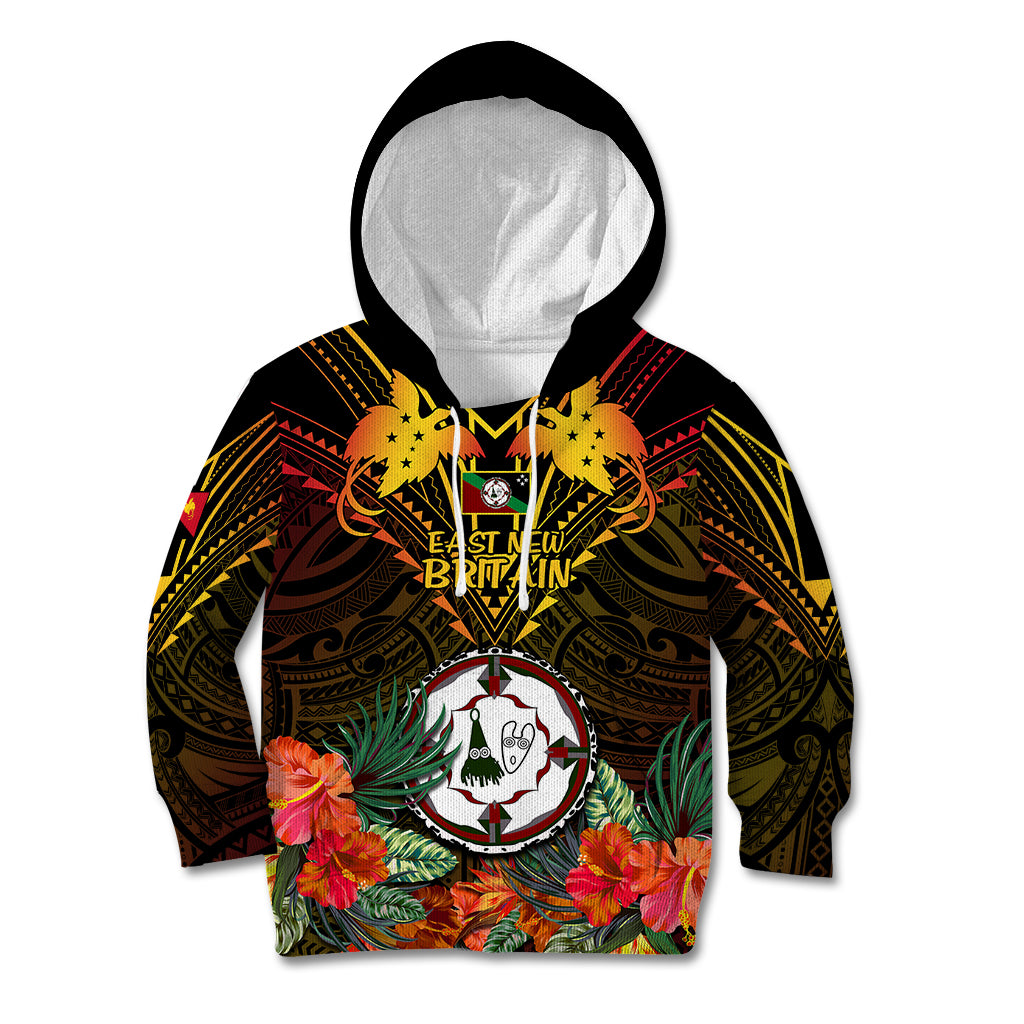 Papua New Guinea East New Britain Province Kid Hoodie Papua Niugini Coat Of Arms With Flag Style - Wonder Print Shop