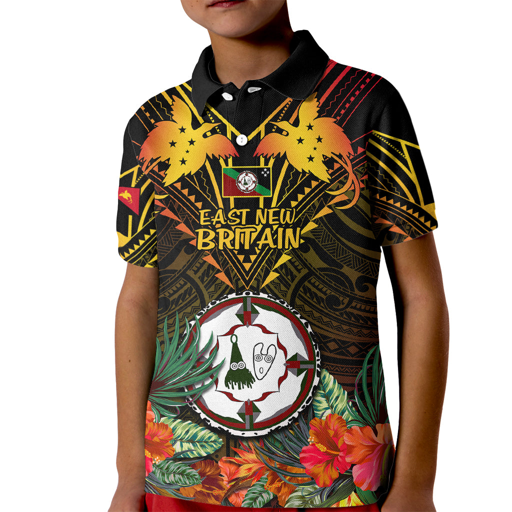 Papua New Guinea East New Britain Province Kid Polo Shirt Papua Niugini Coat Of Arms With Flag Style - Wonder Print Shop