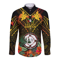 Papua New Guinea East New Britain Province Long Sleeve Button Shirt Papua Niugini Coat Of Arms With Flag Style - Wonder Print Shop