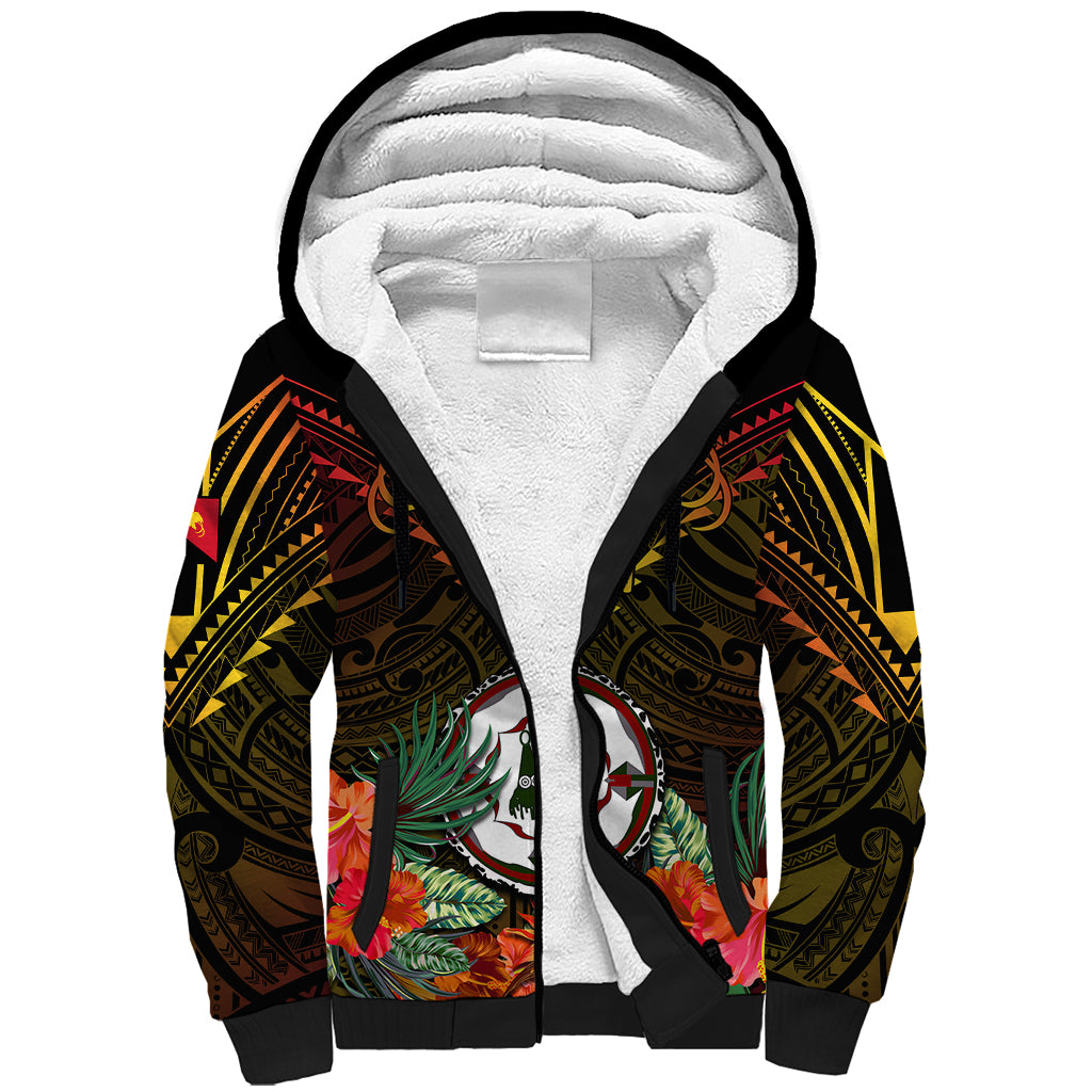 Papua New Guinea East New Britain Province Sherpa Hoodie Papua Niugini Coat Of Arms With Flag Style - Wonder Print Shop