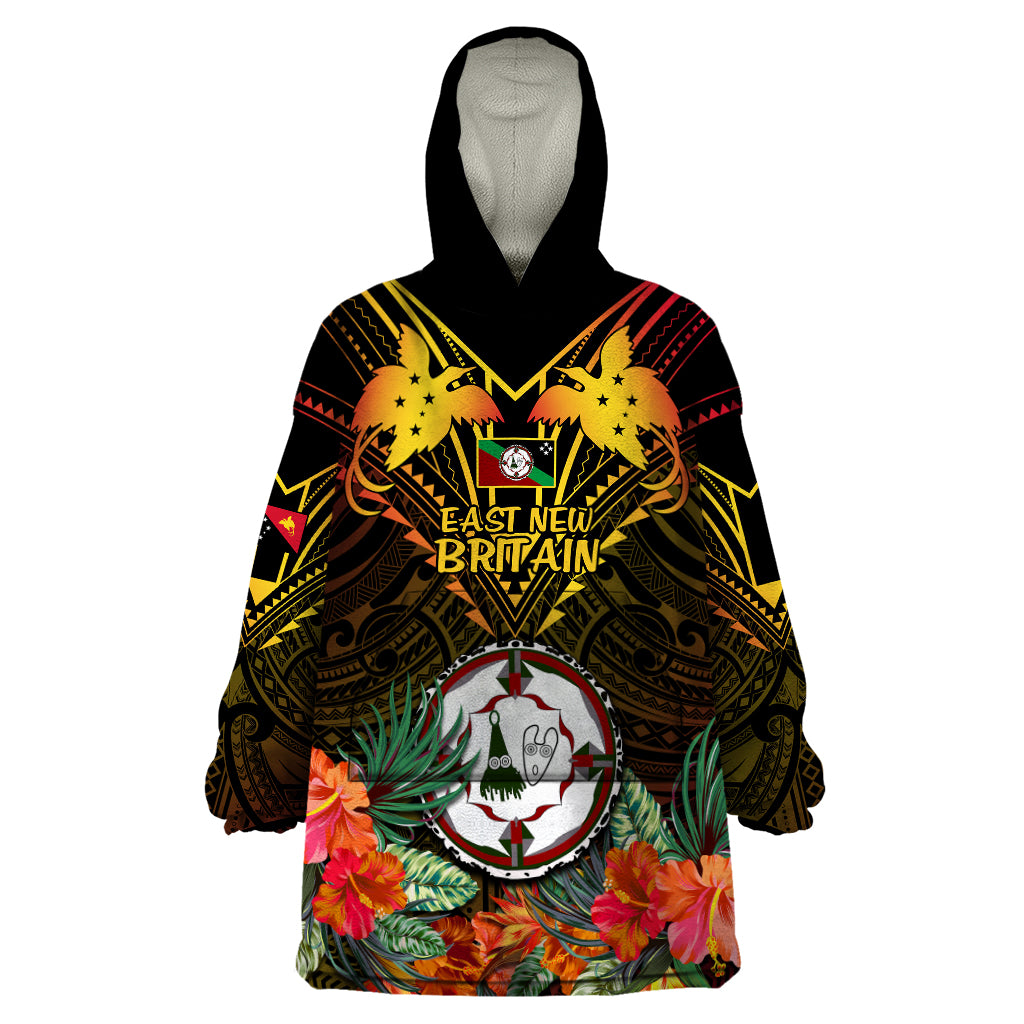 Papua New Guinea East New Britain Province Wearable Blanket Hoodie Papua Niugini Coat Of Arms With Flag Style - Wonder Print Shop