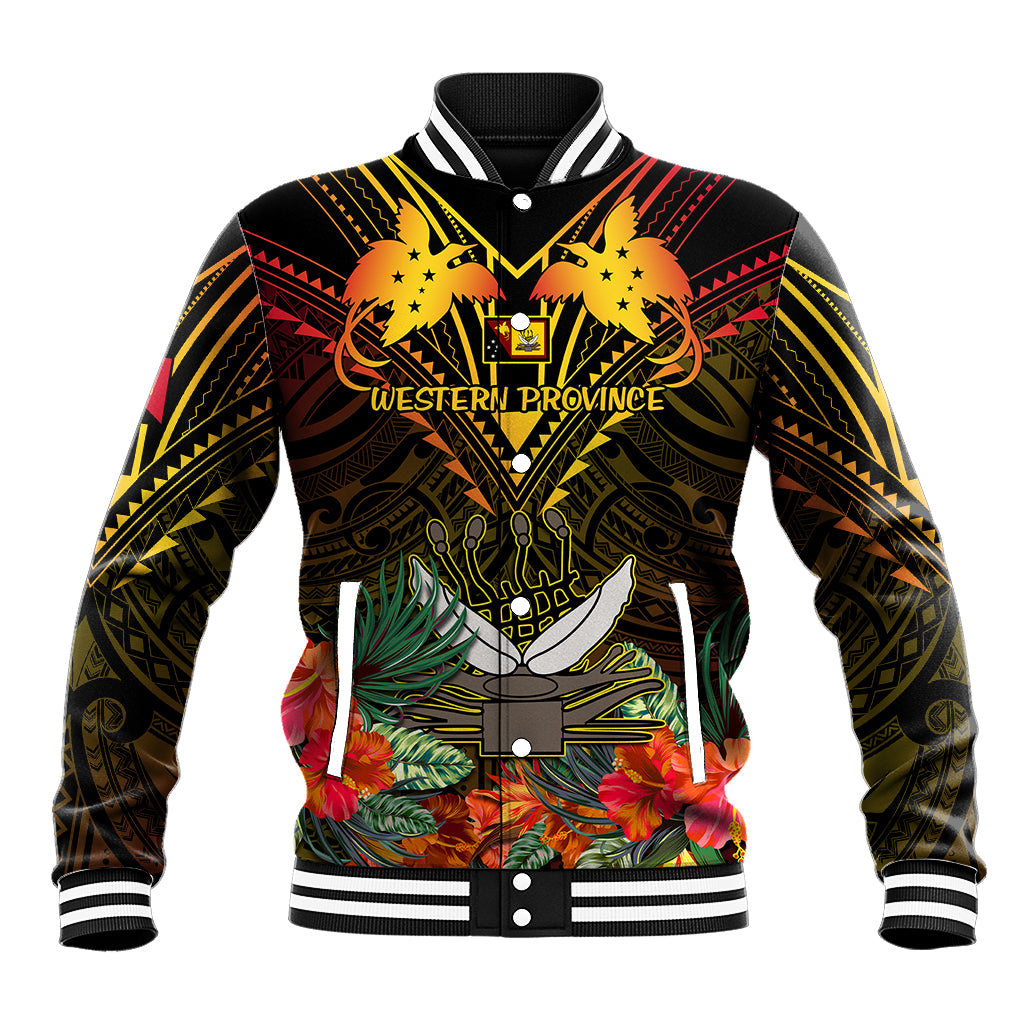 Papua New Guinea Western Province Baseball Jacket Papua Niugini Coat Of Arms With Flag Style - Wonder Print Shop