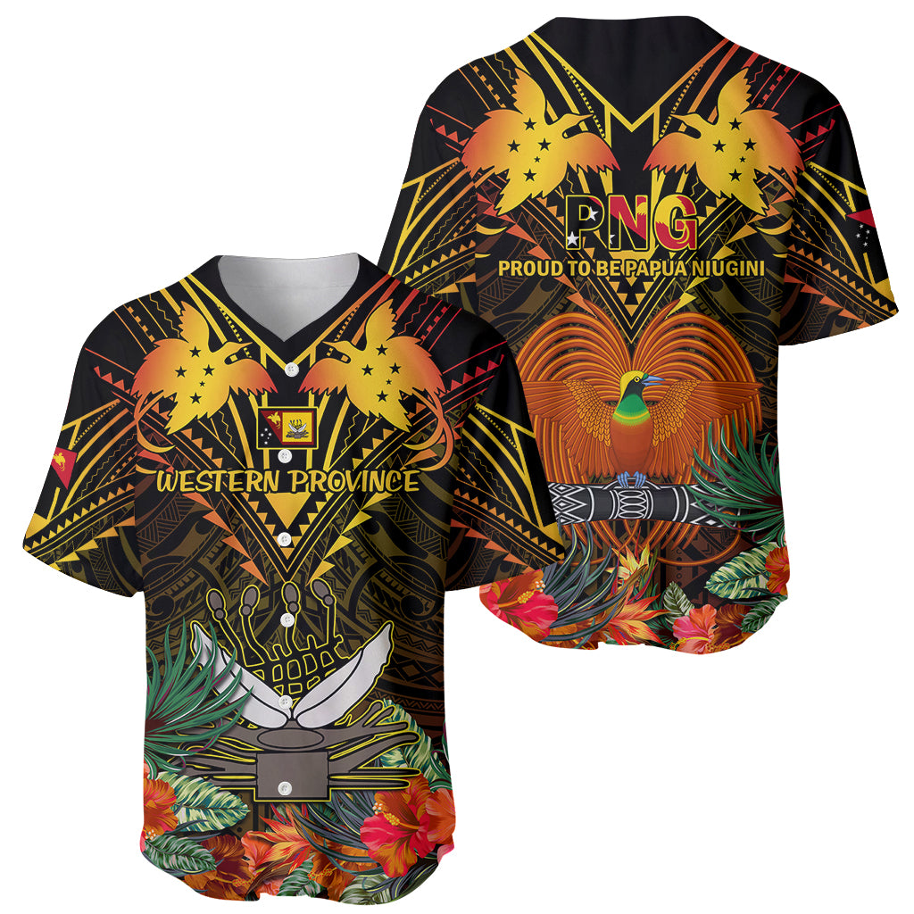 Papua New Guinea Western Province Baseball Jersey Papua Niugini Coat Of Arms With Flag Style - Wonder Print Shop