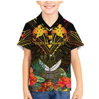 Papua New Guinea Western Province Family Matching Mermaid Dress and Hawaiian Shirt Papua Niugini Coat Of Arms With Flag Style - Wonder Print Shop