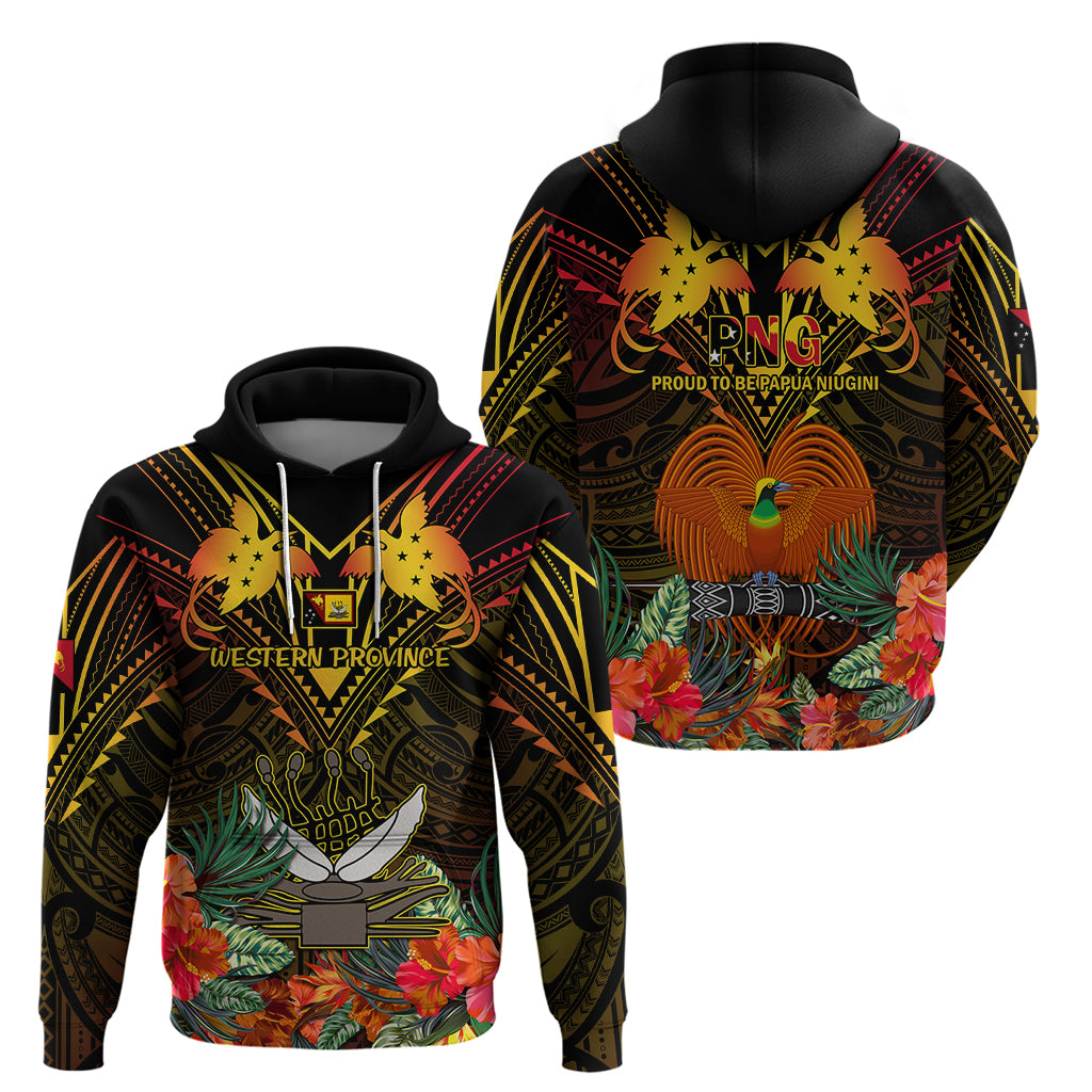 Papua New Guinea Western Province Hoodie Papua Niugini Coat Of Arms With Flag Style - Wonder Print Shop