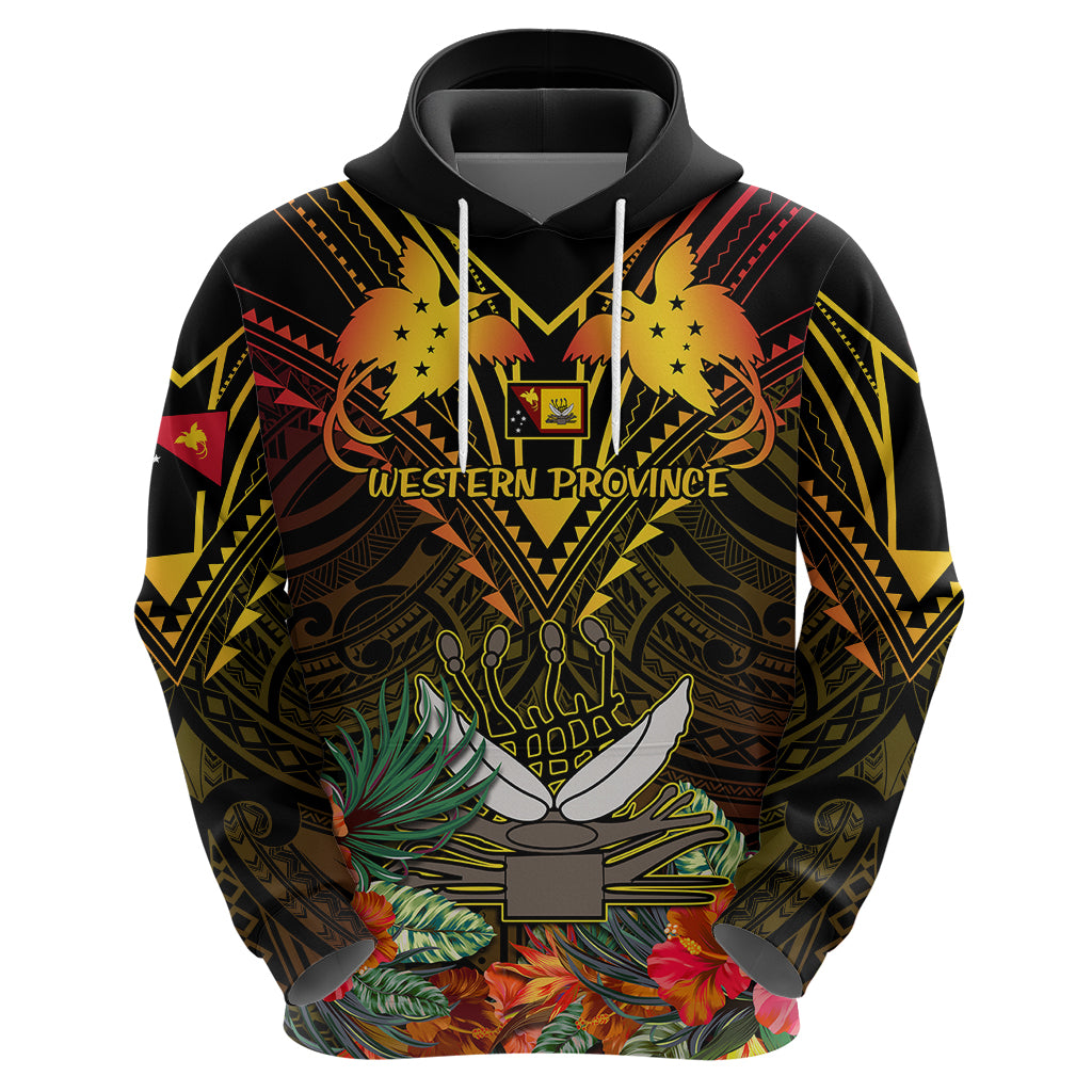Papua New Guinea Western Province Hoodie Papua Niugini Coat Of Arms With Flag Style - Wonder Print Shop