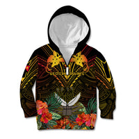 Papua New Guinea Western Province Kid Hoodie Papua Niugini Coat Of Arms With Flag Style - Wonder Print Shop