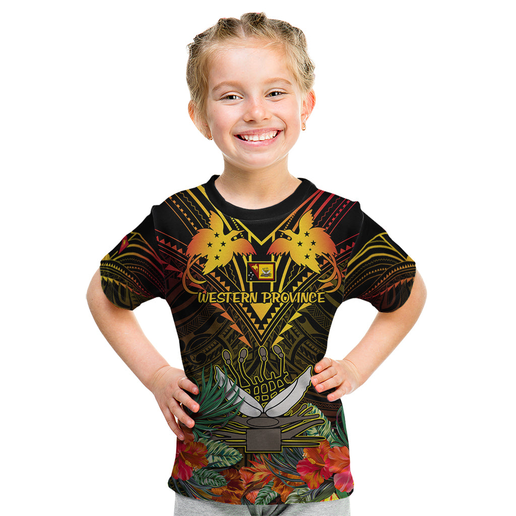Papua New Guinea Western Province Kid T Shirt Papua Niugini Coat Of Arms With Flag Style - Wonder Print Shop