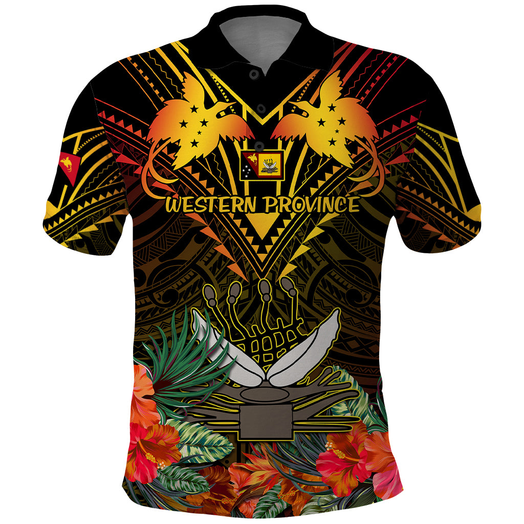 Papua New Guinea Western Province Polo Shirt Papua Niugini Coat Of Arms With Flag Style - Wonder Print Shop