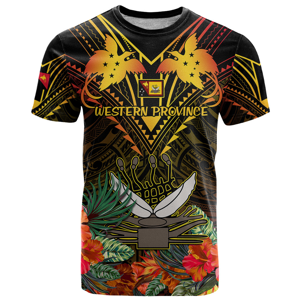Papua New Guinea Western Province T Shirt Papua Niugini Coat Of Arms With Flag Style - Wonder Print Shop