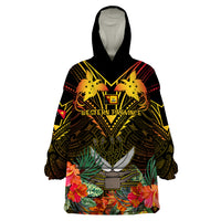 Papua New Guinea Western Province Wearable Blanket Hoodie Papua Niugini Coat Of Arms With Flag Style - Wonder Print Shop