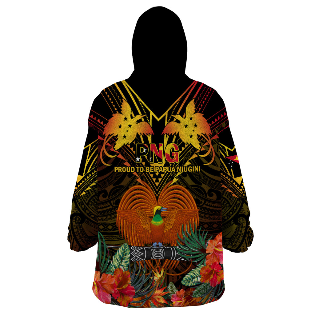 Papua New Guinea Western Province Wearable Blanket Hoodie Papua Niugini Coat Of Arms With Flag Style - Wonder Print Shop