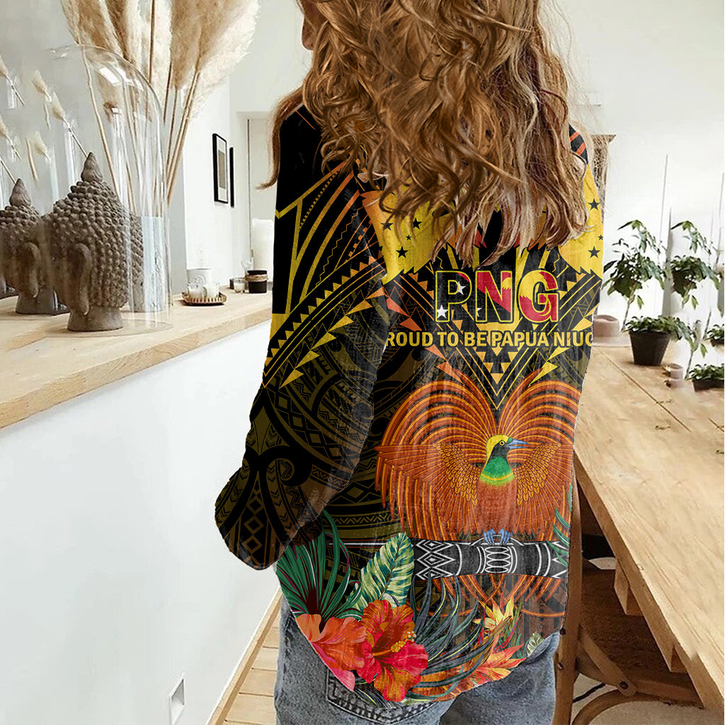 Papua New Guinea Western Province Women Casual Shirt Papua Niugini Coat Of Arms With Flag Style - Wonder Print Shop