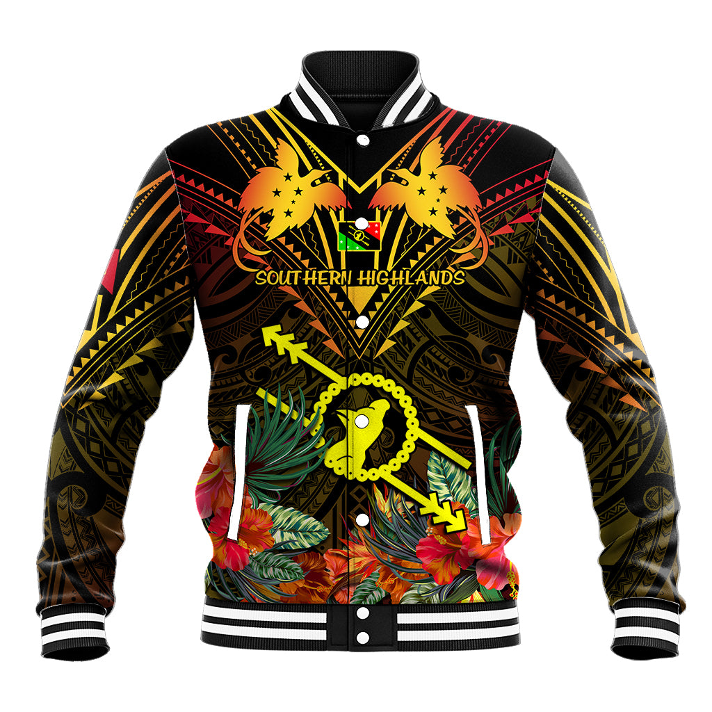 Papua New Guinea Southern Highlands Province Baseball Jacket Papua Niugini Coat Of Arms With Flag Style - Wonder Print Shop
