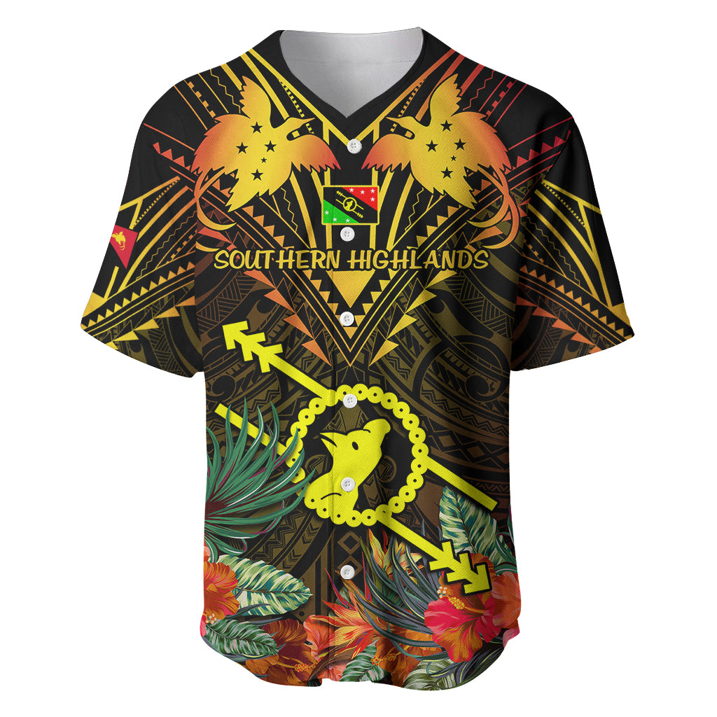 Papua New Guinea Southern Highlands Province Baseball Jersey Papua Niugini Coat Of Arms With Flag Style - Wonder Print Shop