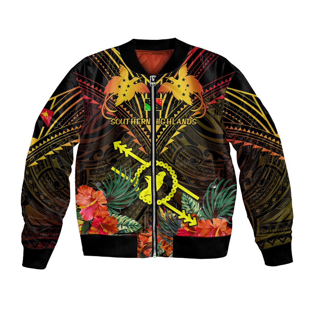 Papua New Guinea Southern Highlands Province Bomber Jacket Papua Niugini Coat Of Arms With Flag Style - Wonder Print Shop
