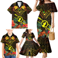 Papua New Guinea Southern Highlands Province Family Matching Mermaid Dress and Hawaiian Shirt Papua Niugini Coat Of Arms With Flag Style - Wonder Print Shop
