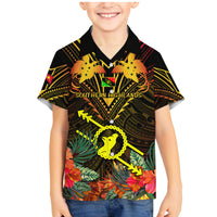 Papua New Guinea Southern Highlands Province Family Matching Mermaid Dress and Hawaiian Shirt Papua Niugini Coat Of Arms With Flag Style - Wonder Print Shop