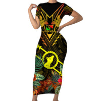 Papua New Guinea Southern Highlands Province Family Matching Short Sleeve Bodycon Dress and Hawaiian Shirt Papua Niugini Coat Of Arms With Flag Style - Wonder Print Shop