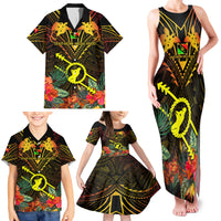 Papua New Guinea Southern Highlands Province Family Matching Tank Maxi Dress and Hawaiian Shirt Papua Niugini Coat Of Arms With Flag Style - Wonder Print Shop