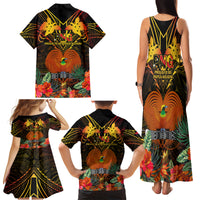 Papua New Guinea Southern Highlands Province Family Matching Tank Maxi Dress and Hawaiian Shirt Papua Niugini Coat Of Arms With Flag Style - Wonder Print Shop