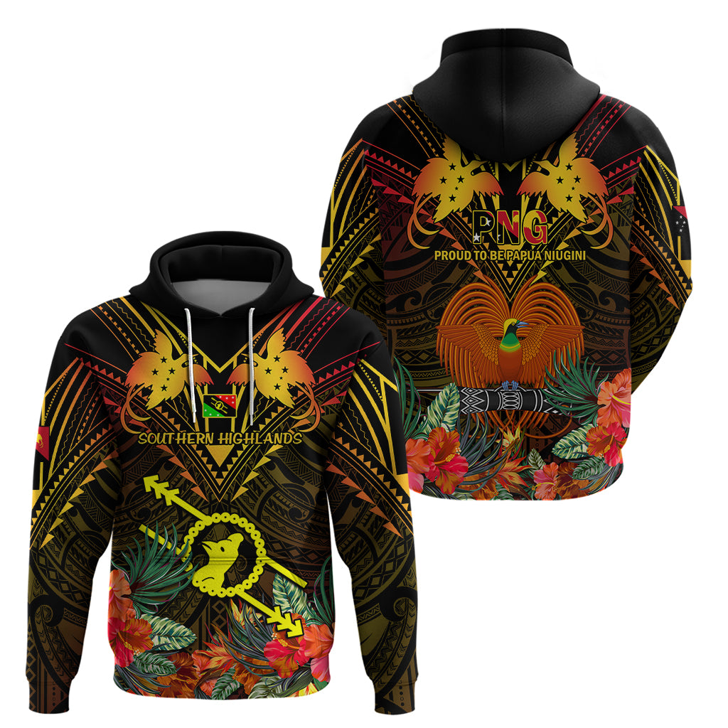 Papua New Guinea Southern Highlands Province Hoodie Papua Niugini Coat Of Arms With Flag Style - Wonder Print Shop