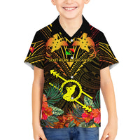 Papua New Guinea Southern Highlands Province Kid Hawaiian Shirt Papua Niugini Coat Of Arms With Flag Style - Wonder Print Shop